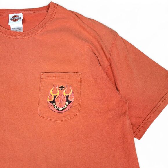 Vintage Harley Davidson T-Shirt Men's XL Flame Biker Pocket Tee Ontario Candada - Picture 1 of 5